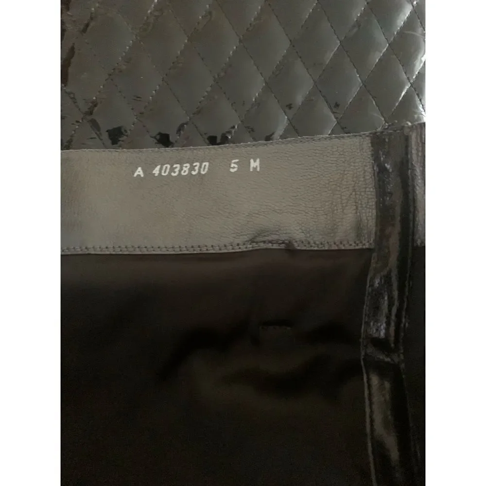 Stuart Weitzman Black Patent Leather Quilted Knee Boots